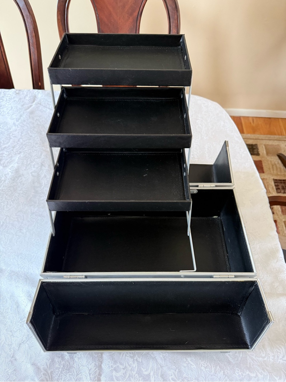 Arbonne Black Fold-Out Multi-Tier Makeup Organizer